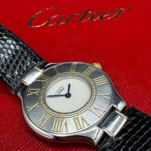 Cartier Must de Vintage Gold Roman Bezel Two Tone Watch Ref# 901139470